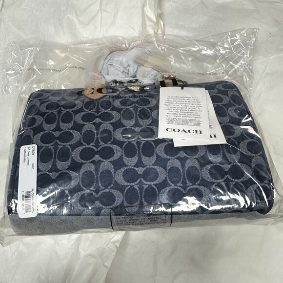 NWT Coach Rowan Large Satchel Bag in Signature Denim Canvas Cherry Charm CY699 - Picture 9 of 14